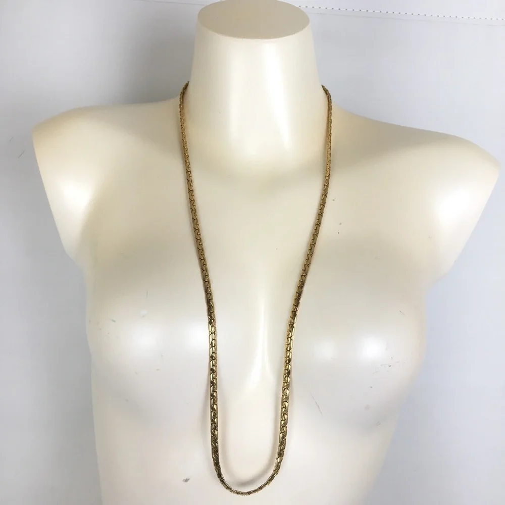 Vintage Chunky Long Gold Tone Chain Necklace by Accessocraft New York City